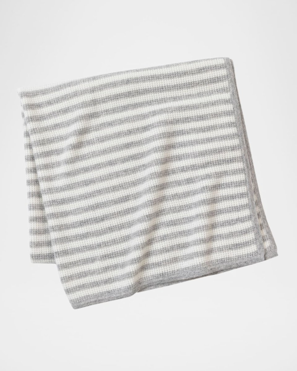 Pure Cashmere Thermal Stripe Baby Blanket